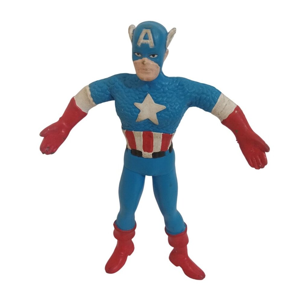Just Toys Marvel Captain America Rubber Action Figure Toy 1989 Vintage Bendable